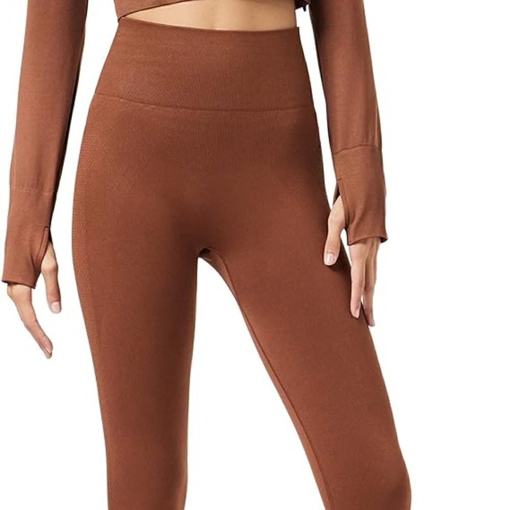 Core 10 Women's Full Length Seamless Leggings (CHOCOLATE) size LARGE - New